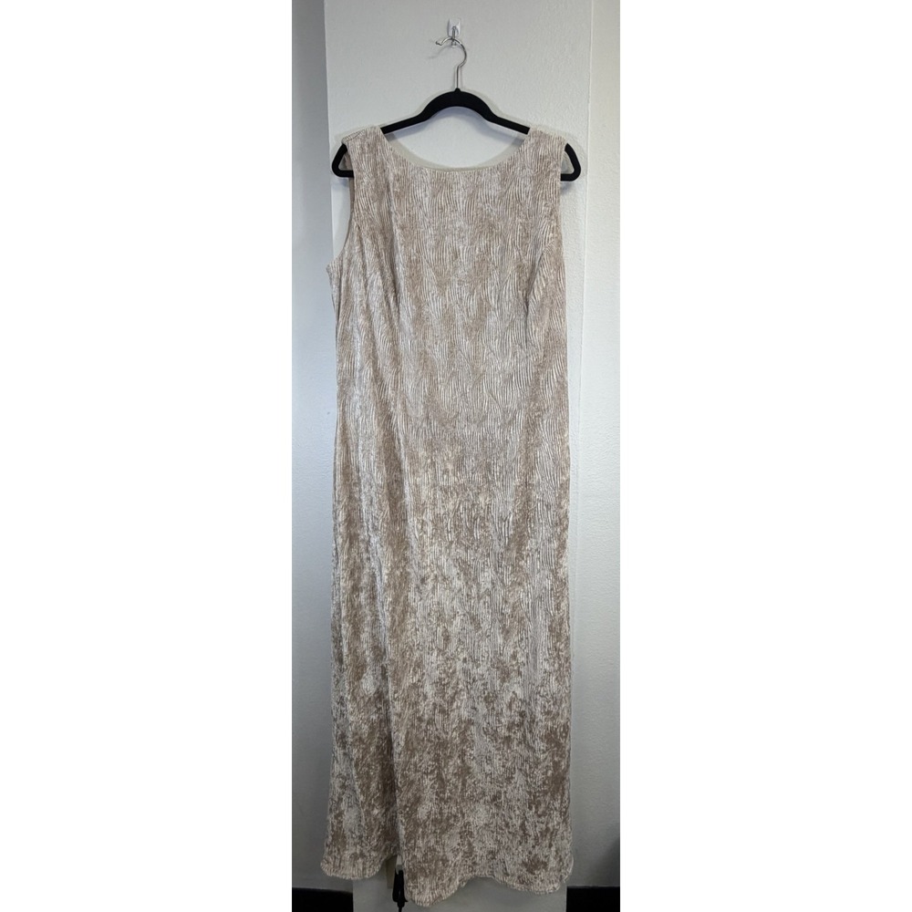 Vintage 90s Gunne Sax Jessica McClintock Crushed Velvet Maxi Dress 20W Champagne - Picture 2 of 8